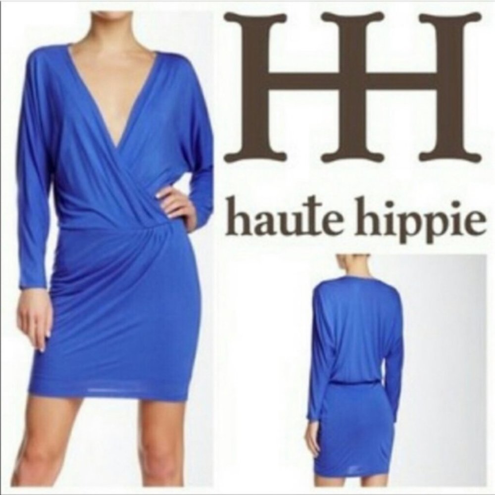 NWT Haute Hippie Blue Draped Dress
